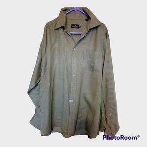 Bugatchi Uomo Mens‎ shirt size XXL  button down Olive Green Patterned Nice Modal
